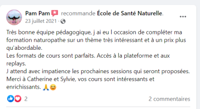 "Les formats de cours sont parfaits. Accès à la plateforme et aux replays."