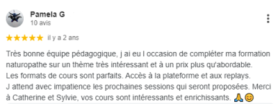 Très bonne équipe pédagogique, j ai eu l occasion de compléter ma formation naturopathe sur un thème très intéressant