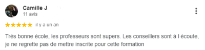Très bonne école, les professeurs sont supers. Les conseillers sont à l écoute, je ne regrette pas de mettre inscrite pour cette formation !