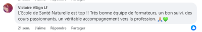 L'Ecole de Santé Naturelle est top !! Très bonne équipe de formateurs, un bon suivi, des cours passionnants, un véritable accompagnement vers la profession