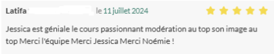 Jessica est géniale le cours est passionnant modération au top son et image au top. Merci l'équipe, Merci Jessica !