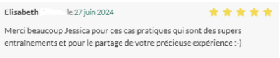 Merci beaucoup Jessica pour les cas pratiques qui sont des supers entraînements et pour le partage de votre précieuse expérience :-)