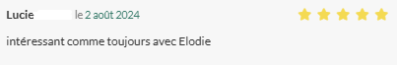 Intéressant, comme toujours avec Elodie