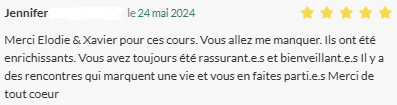 Merci Elodie[...] vous allez me manquer [...] il y a des rencontres qui marquent une vie et vous en faîte parties. Merci de tout coeur