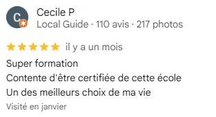 Super formation, contente d'être certifiée de cette école. Un des meilleurs choix de ma vie !